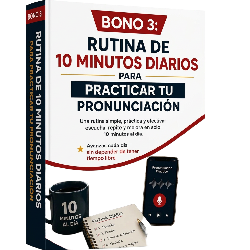 Mockup del Bono 3: Rutina de 10 minutos diarios para practicar tu pronunciación